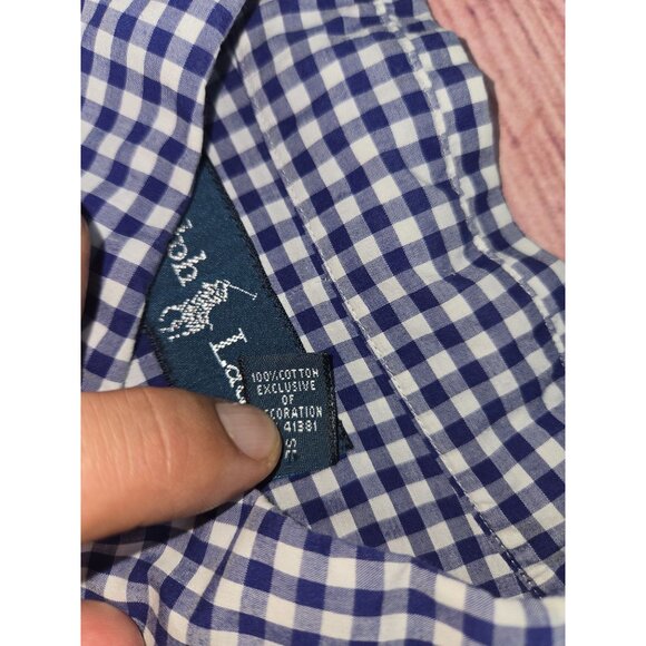 Ralph Lauren Mens Blue Gingham Long Sleeve Dress Shirt XXL Cotton - Picture 6 of 8